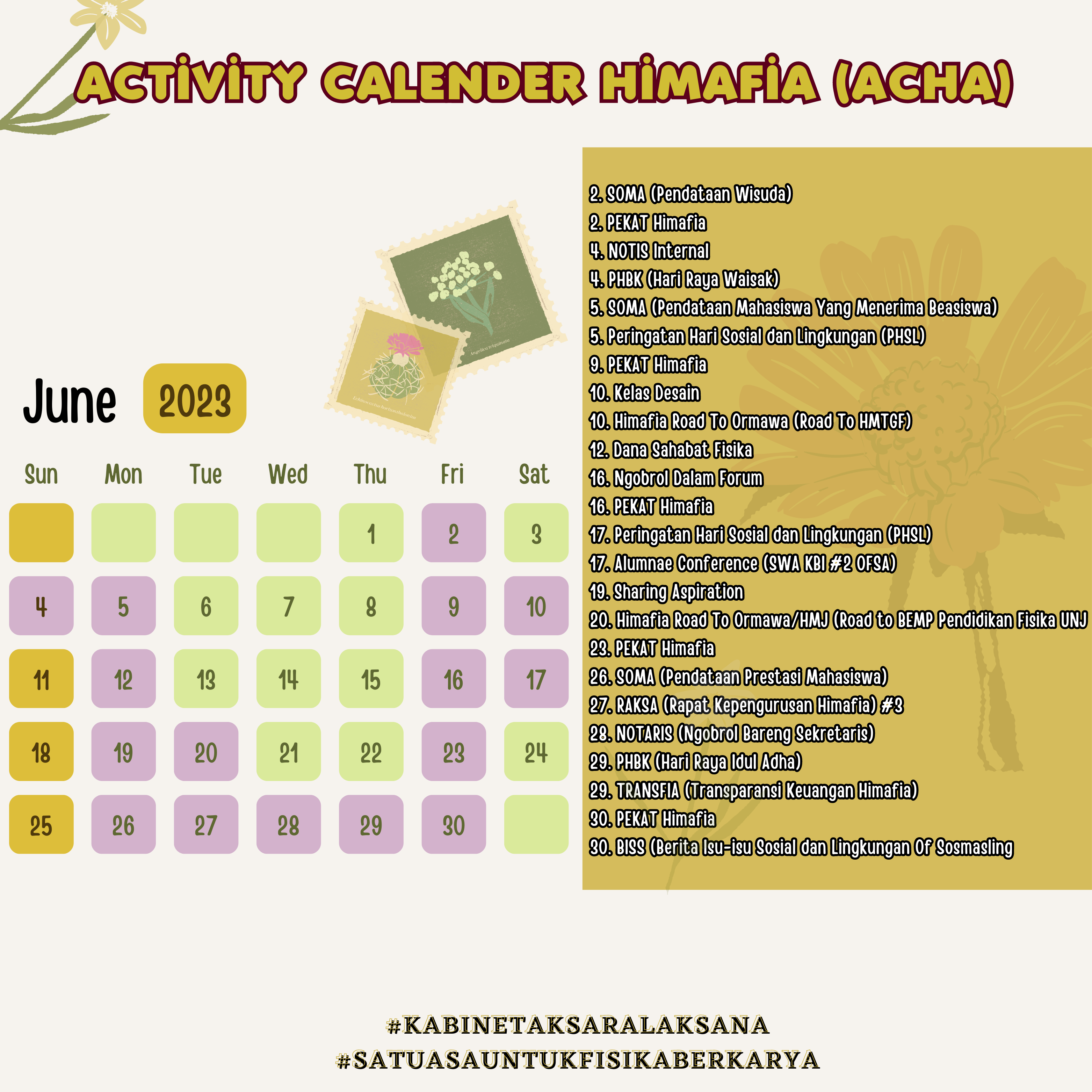 ACTIVITY CALENDER HIMAFIA : JUNI
